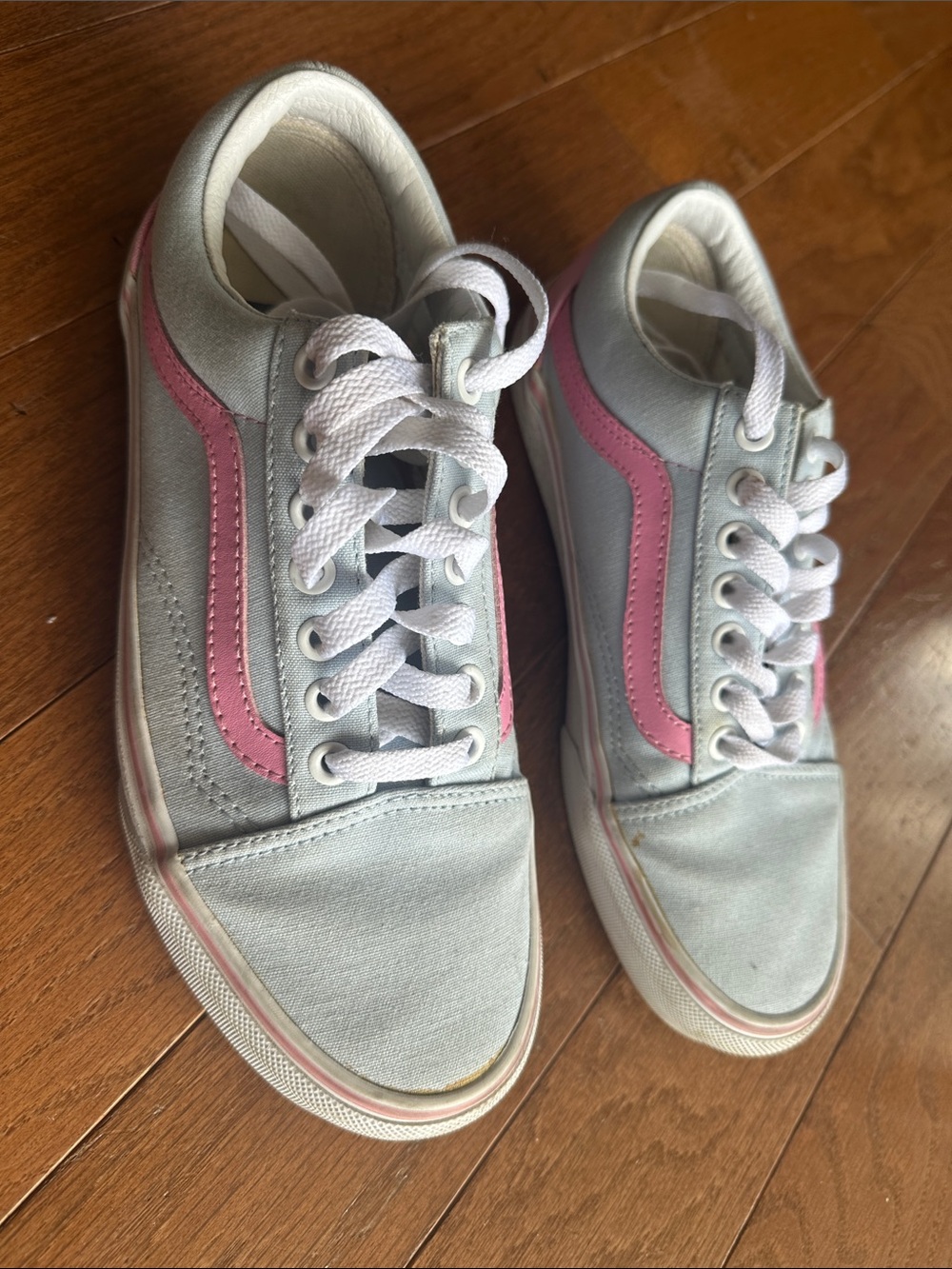 Vans Light Blue and Pink Low Top Sneakers